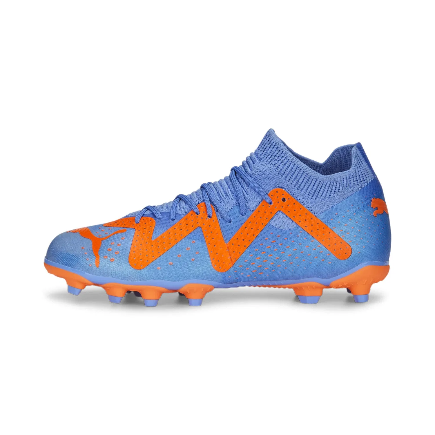 Детские футбольные бутсы для мальчиков с системой FUZIONFIT, модель Futura Fg/Ag Jr Match PUMA, Blue Glimmer White Ultra Orange — фото 3