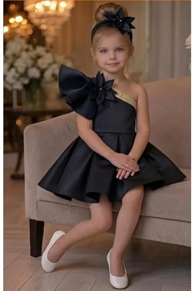Детское платье для девочек с принтом Party Modahobimiz, Black Yellow