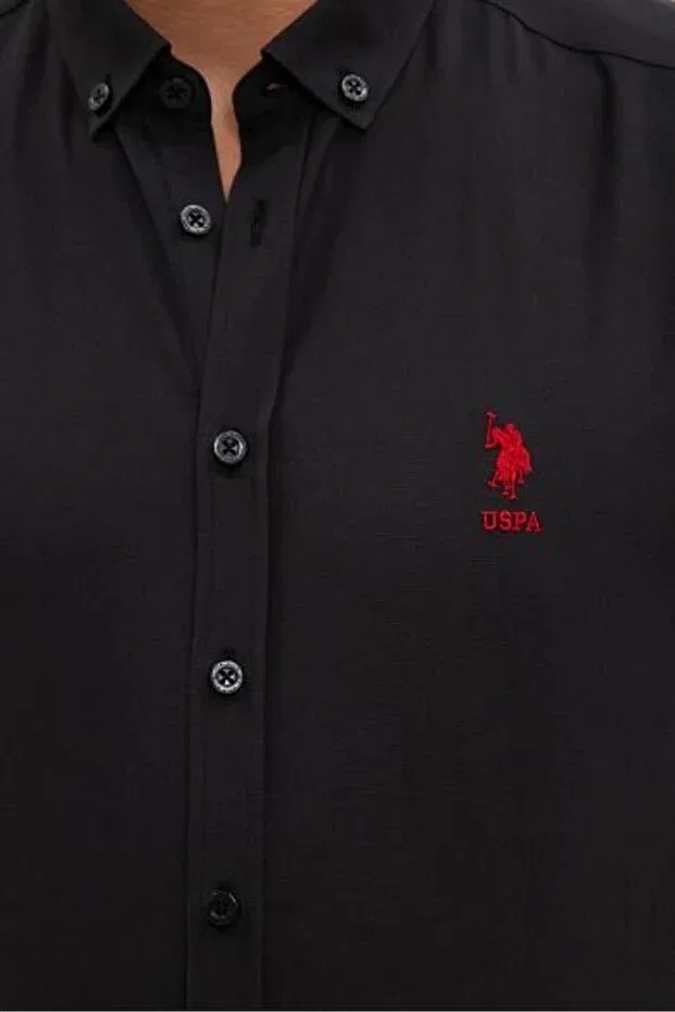 Мужская рубашка с длинным рукавом U.S. Polo Assn., Black — фото 4