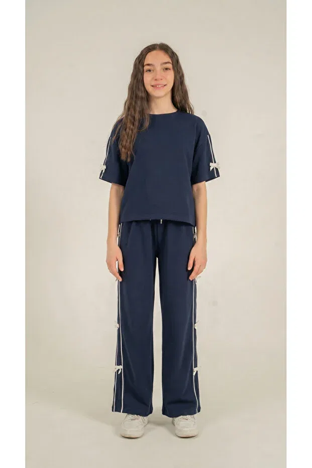 Детский спортивный комплект для девочек с принтом Mışıl Kids, Navy Blue