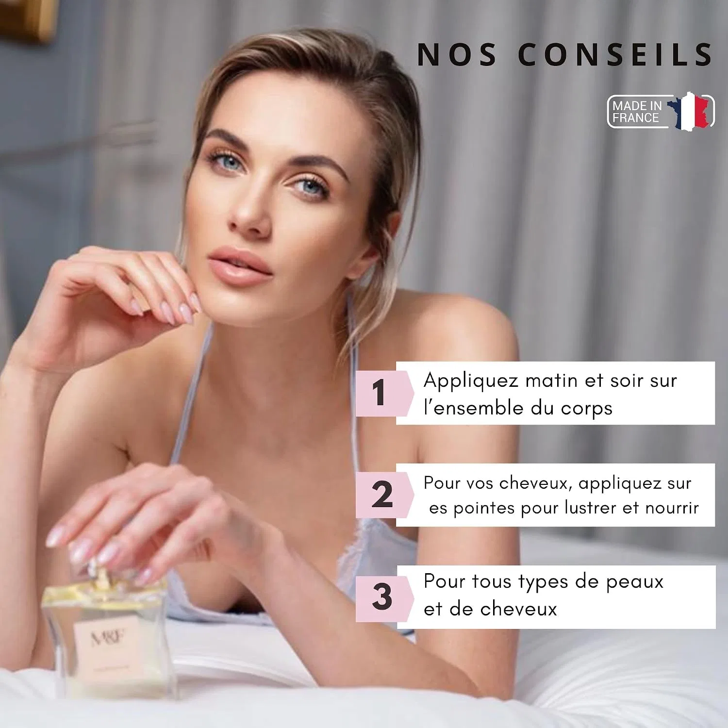 Сухое масло для тела и лица с арганой, White Musk, M&F Paris, 100 мл