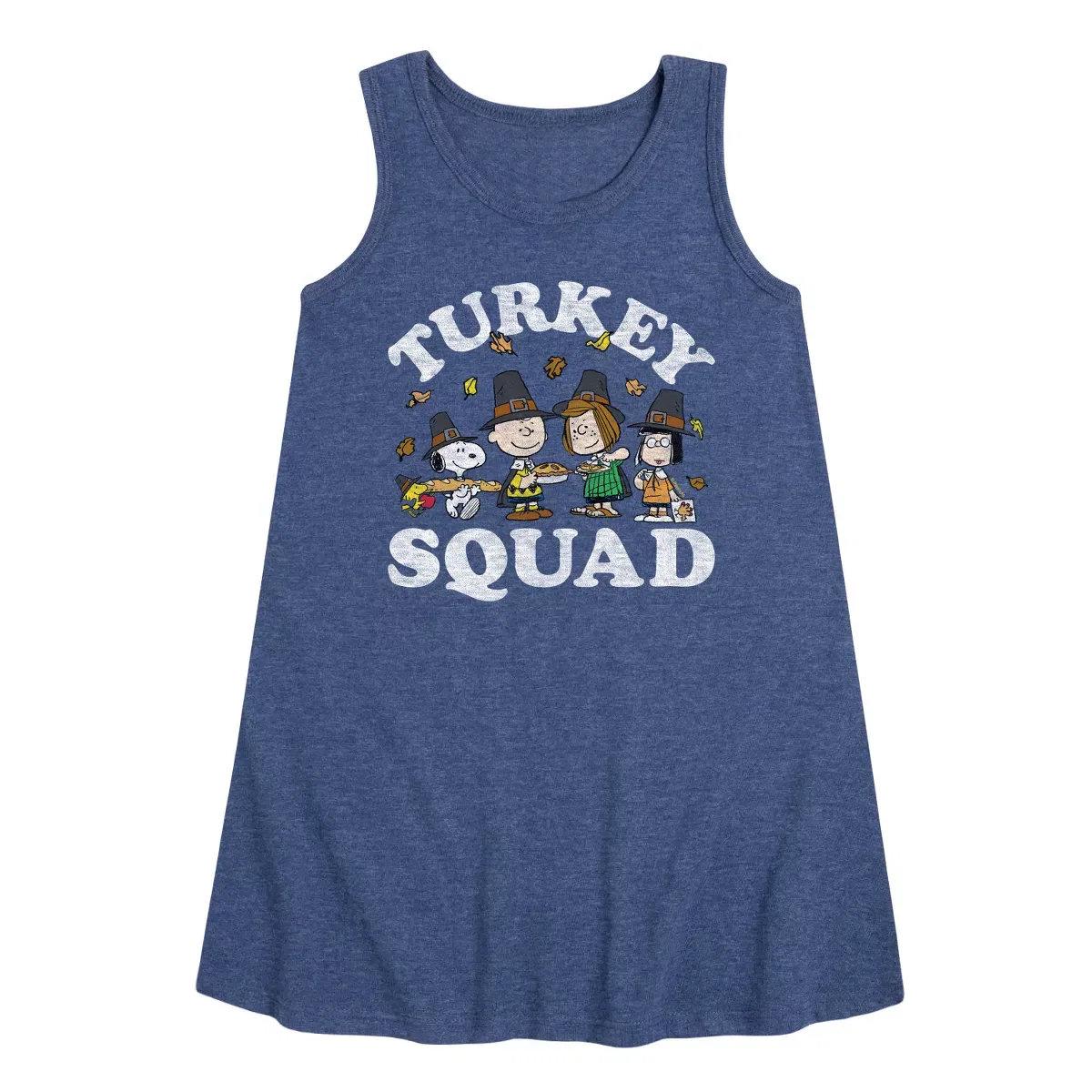 Детское платье-трапеция без рукавов Turkey Squad Peanuts, Heather Navy