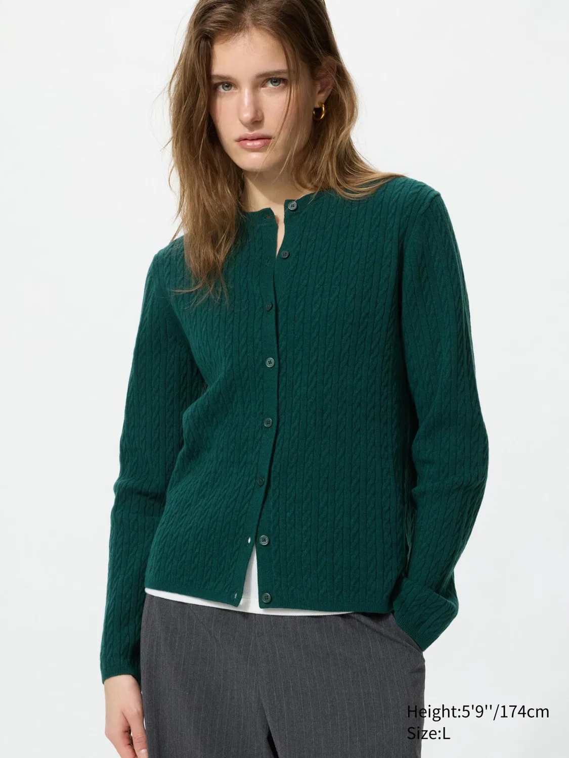 Кардиган Uniqlo, базовый свитер, темно-зеленый
