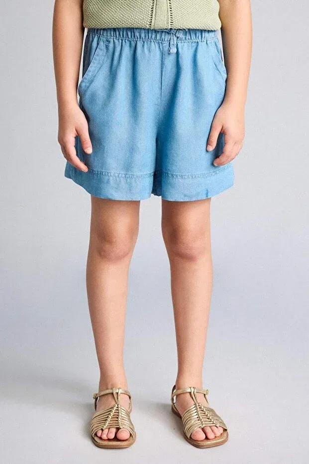 Детские шорты для девочек джинсовые Drawstring waist above knee length light blue shorts girls g6381a826sm Defacto, Blue-Nm39 — фото 3