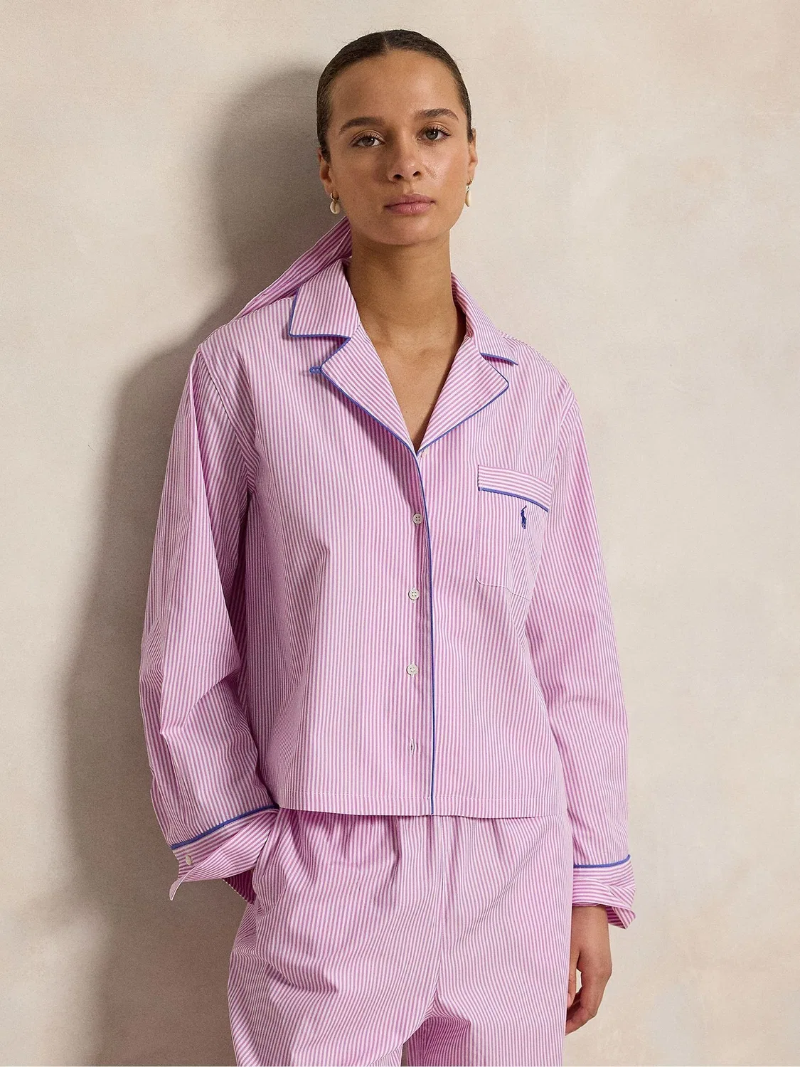 Пижамный набор, полоски, модель Shirting Stripes Polo Ralph Lauren, розовый — фото 3