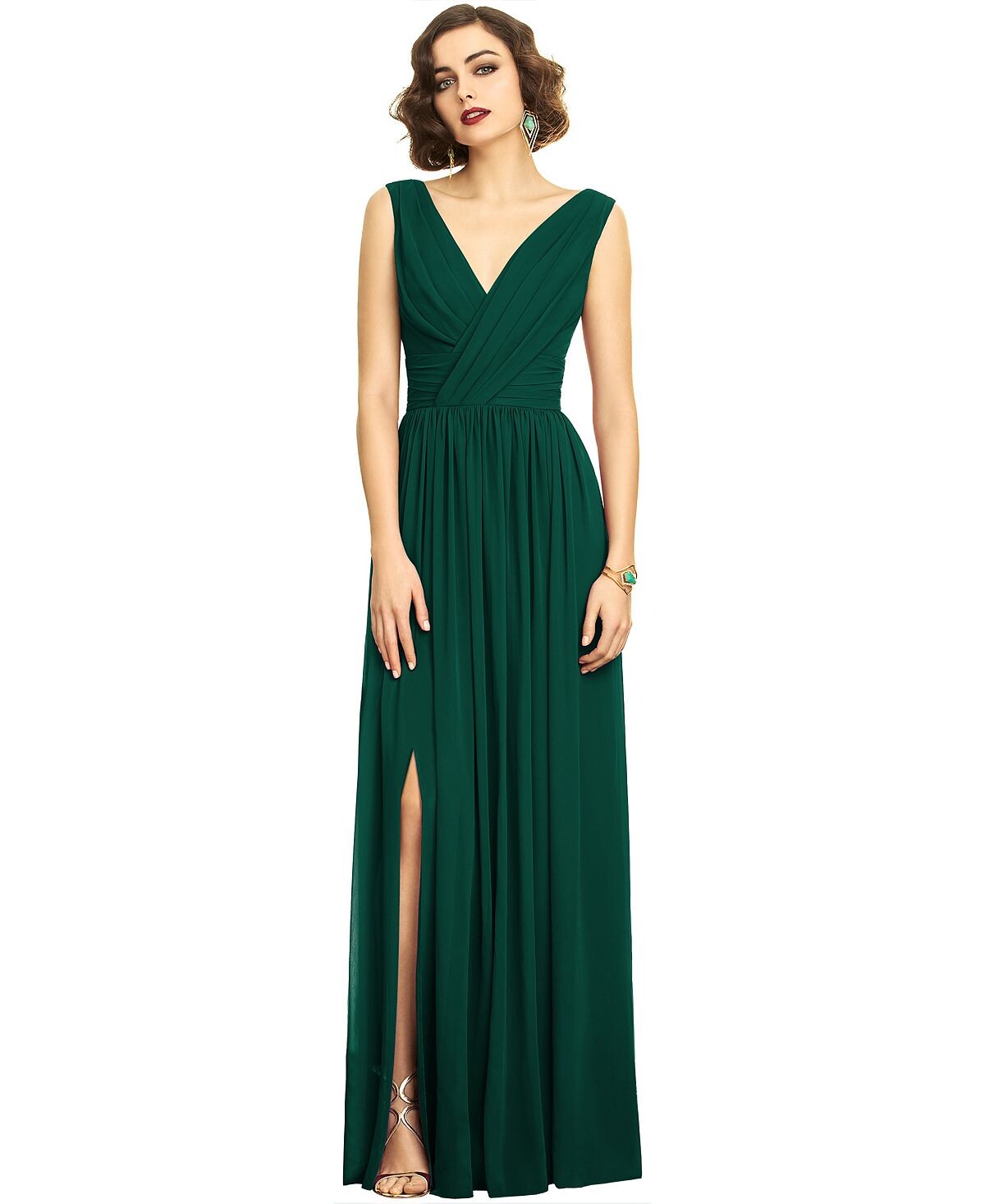 

Шифоновое платье со сборками Dessy Collection, темно-зеленый
