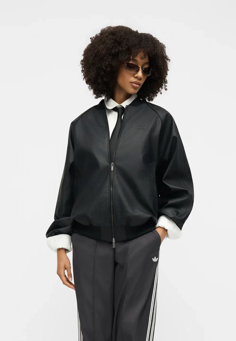 Куртка-Бомбер Adidas Originals, Black/Maroon — фото 4