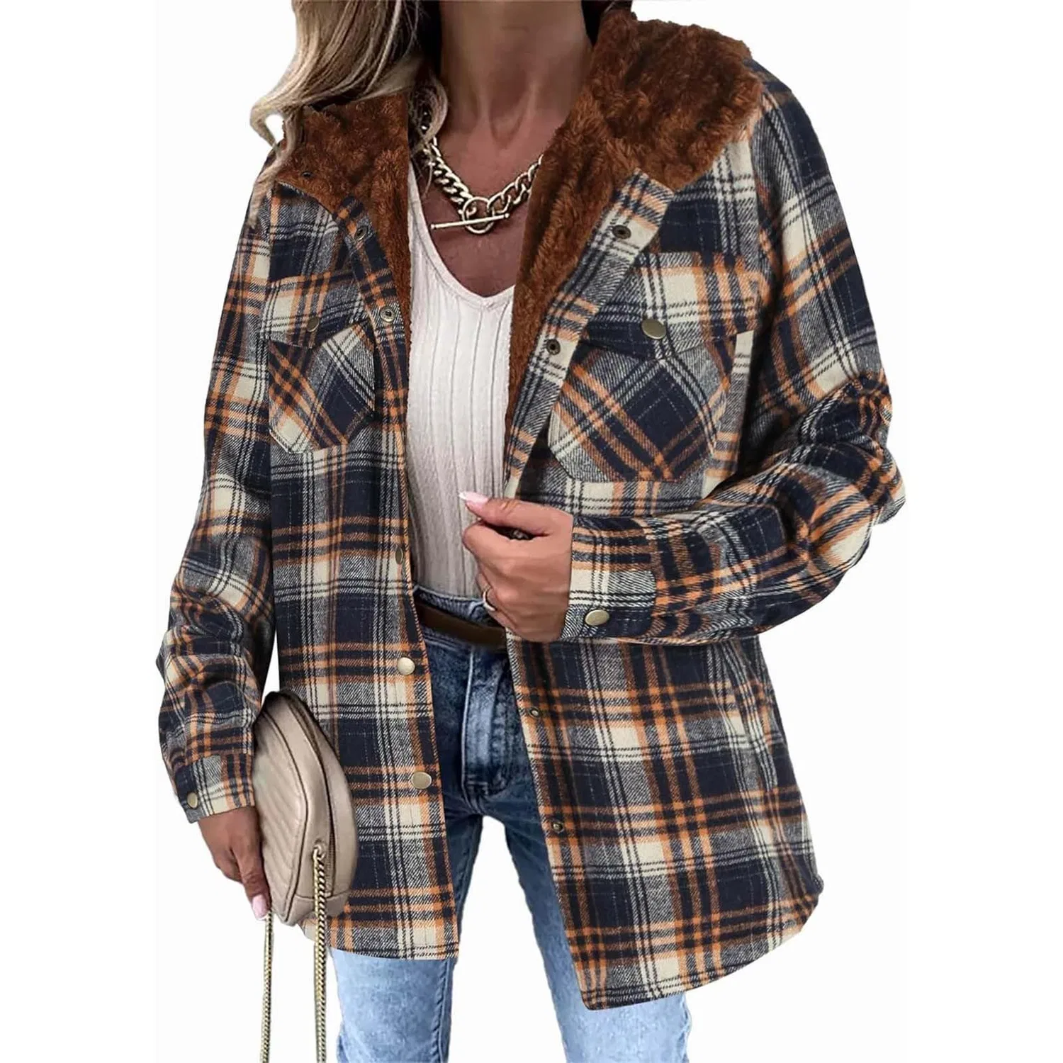 Женская куртка с длинным рукавом на пуговицах с подкладкой из флиса, Blu Marino — фото 3