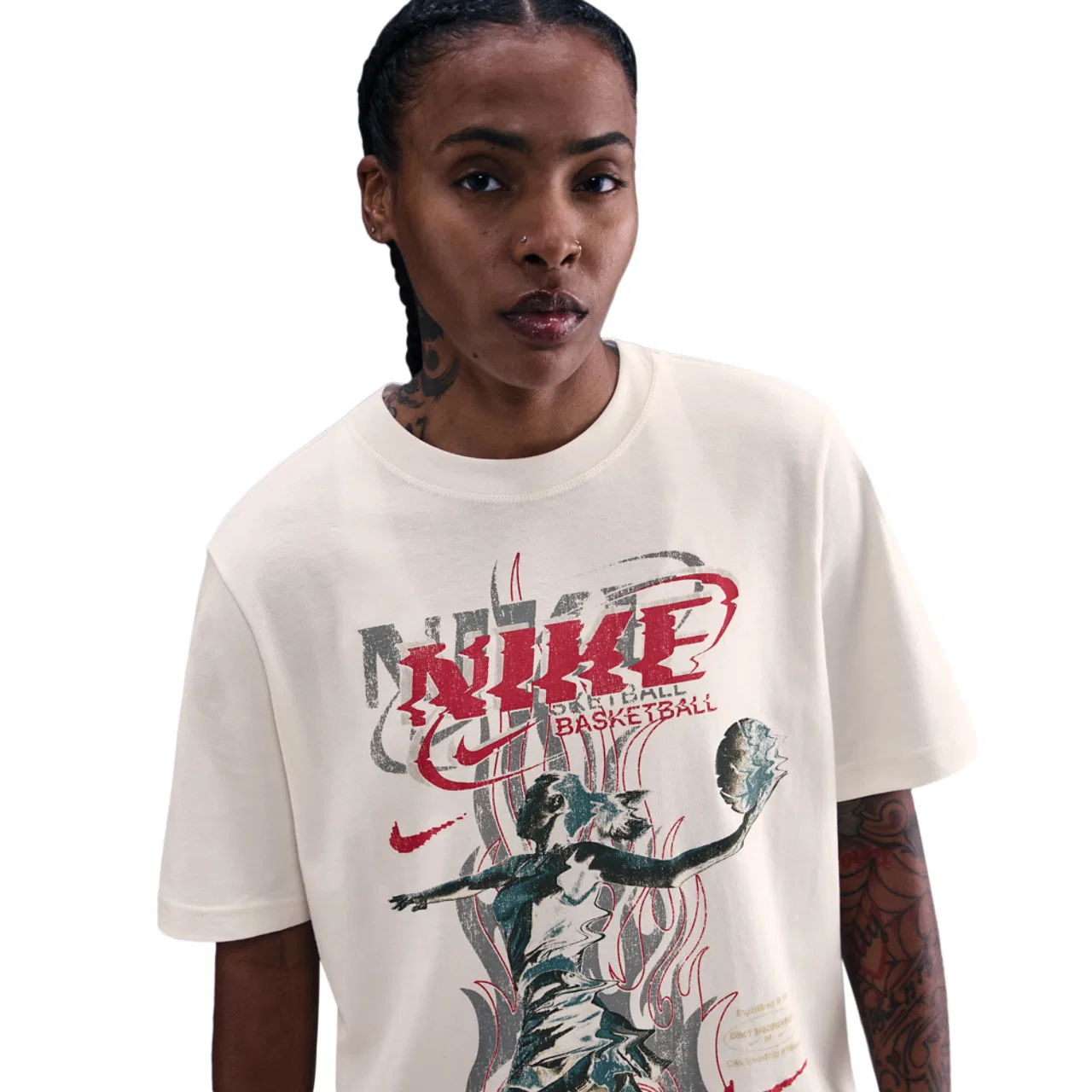 Футболка женская Essential Glitch Nike, цвет White/Red
