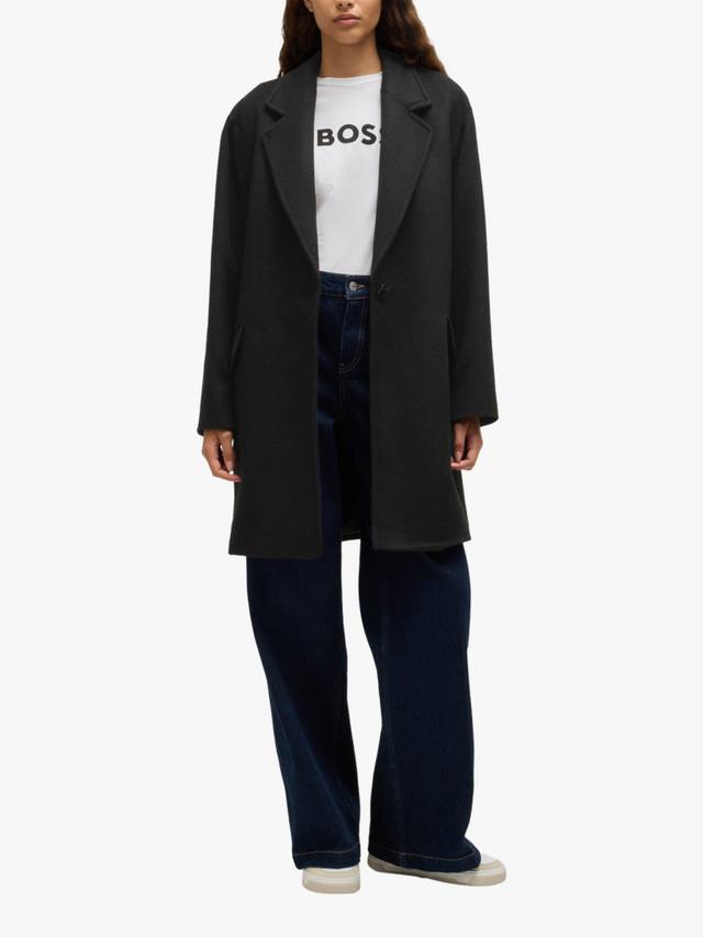 

Пальто из полушерстяной смеси HUGO BOSS, черный