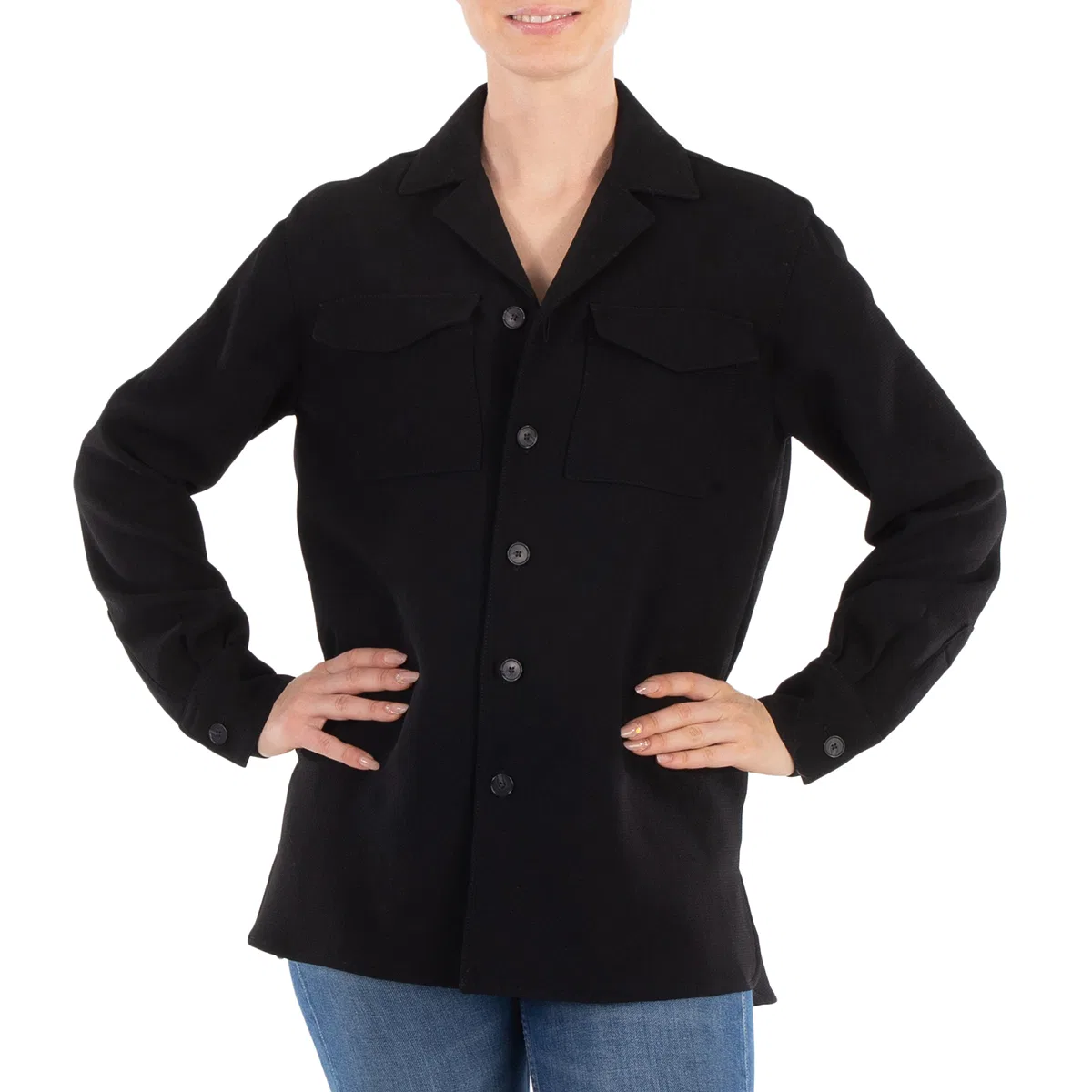 Блейзер женский шерстяной с длинным рукавом Long Sleeve Wool Blazer Polo Ralph Lauren, Black