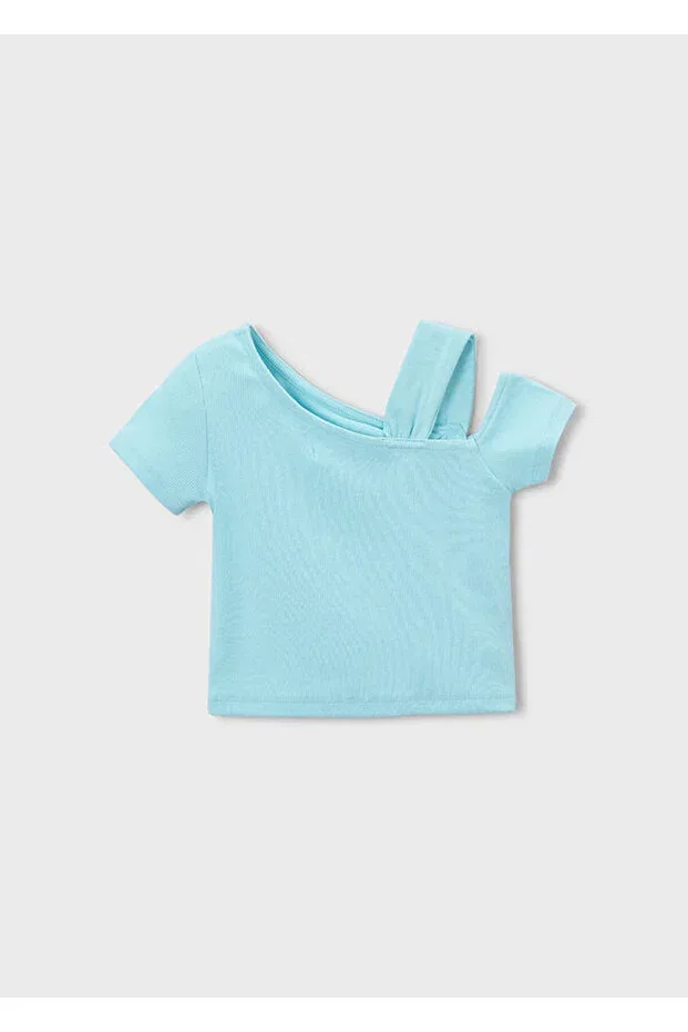 Детская футболка для девочек с коротким рукавом Mayoral, Light Blue — фото 2