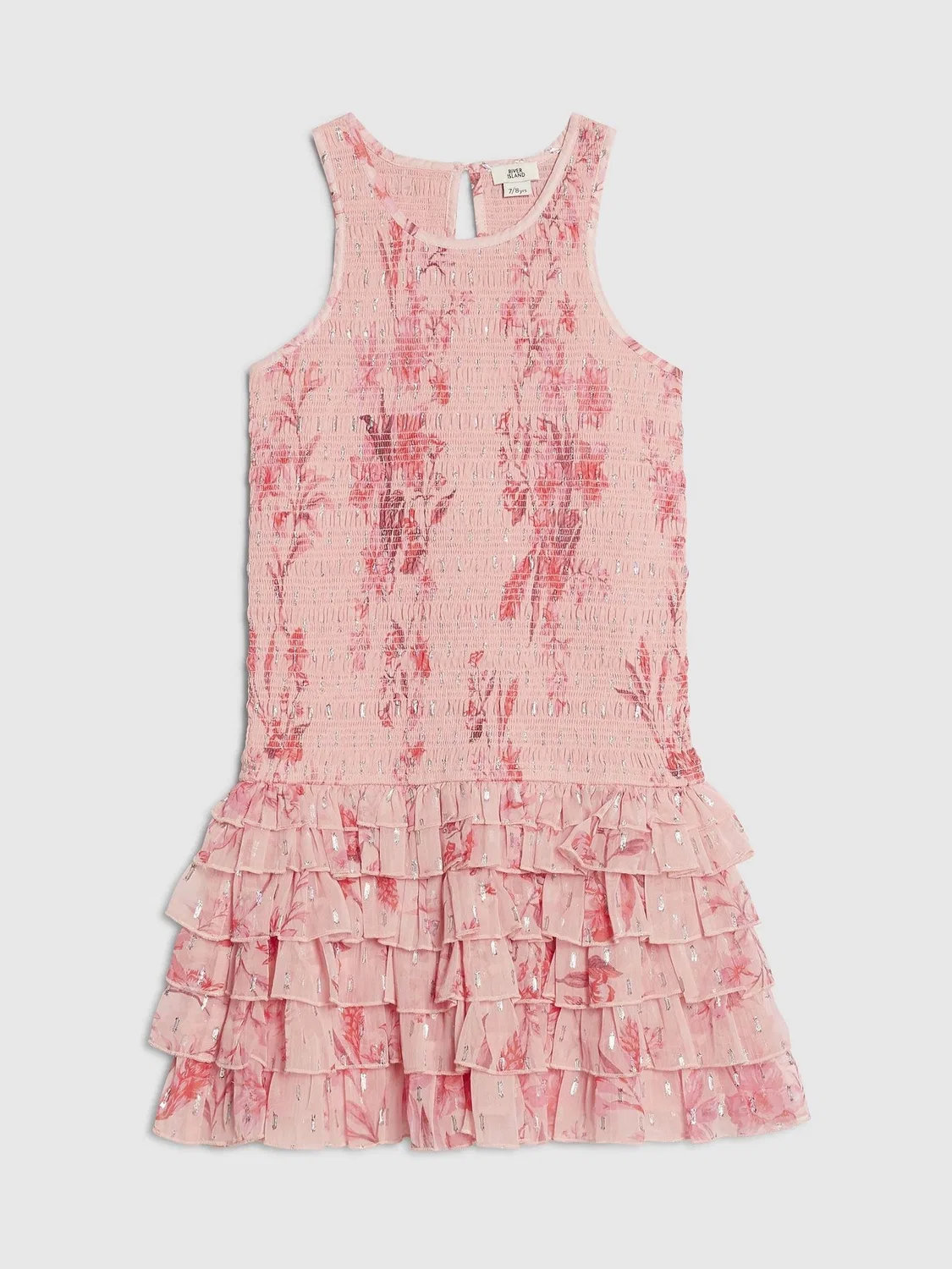 Платье с шифоновым подолом River Island, розовое