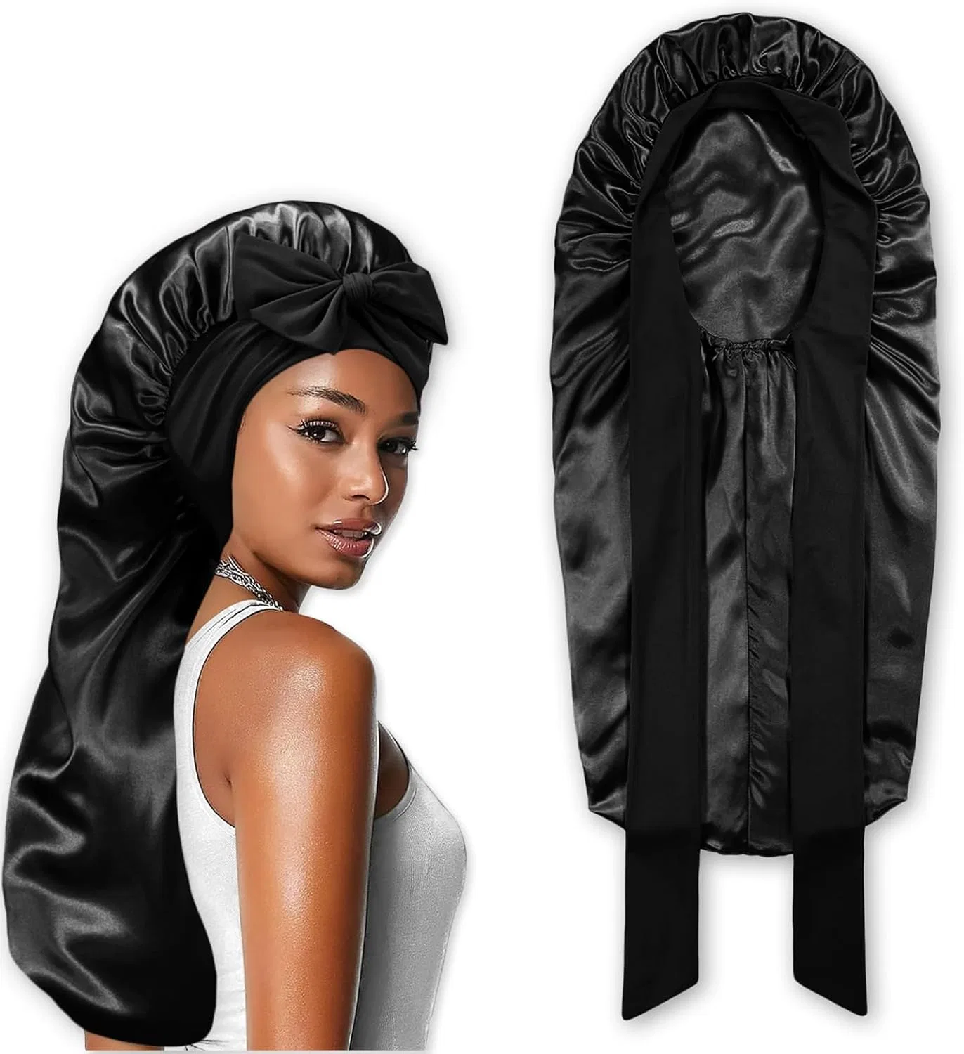 Шапочка для душа длинная, NICECONE, Satin, 68 см, Black