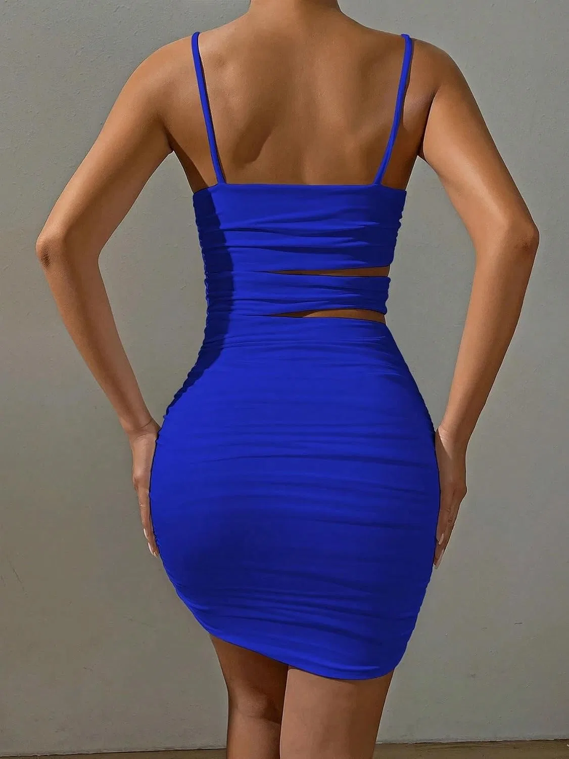 Женское мини-платье с запахом на бретельках-спагетти Royal Blue — фото 3