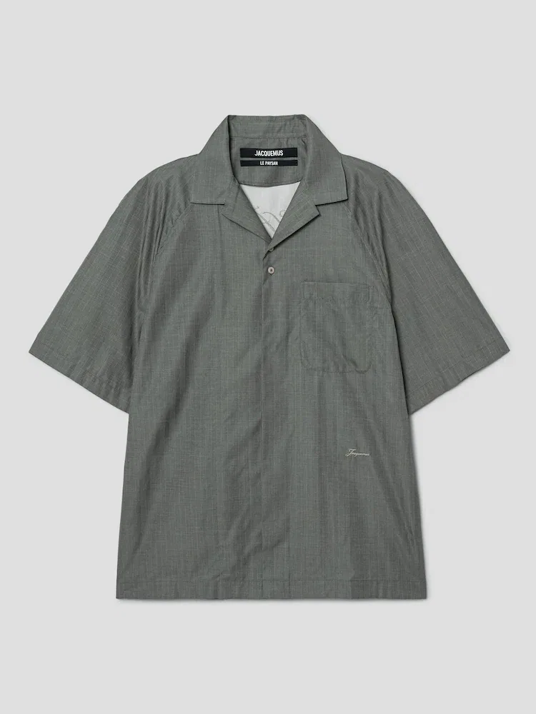 Рубашка с коротким рукавом, хлопок, La Chemise Romarin Mc JACQUEMUS, Dark Khaki