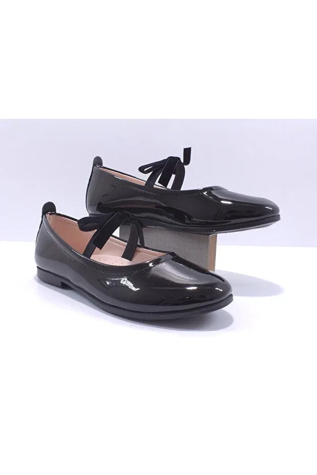 Детские балетки для девочек из кожи с бантом Kidimo, Black
