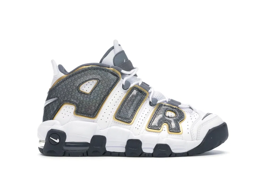 Детские кроссовки Lifestyle с принтом Nike Air More Uptempo Nike, White/Anthracite-Metallic Gold