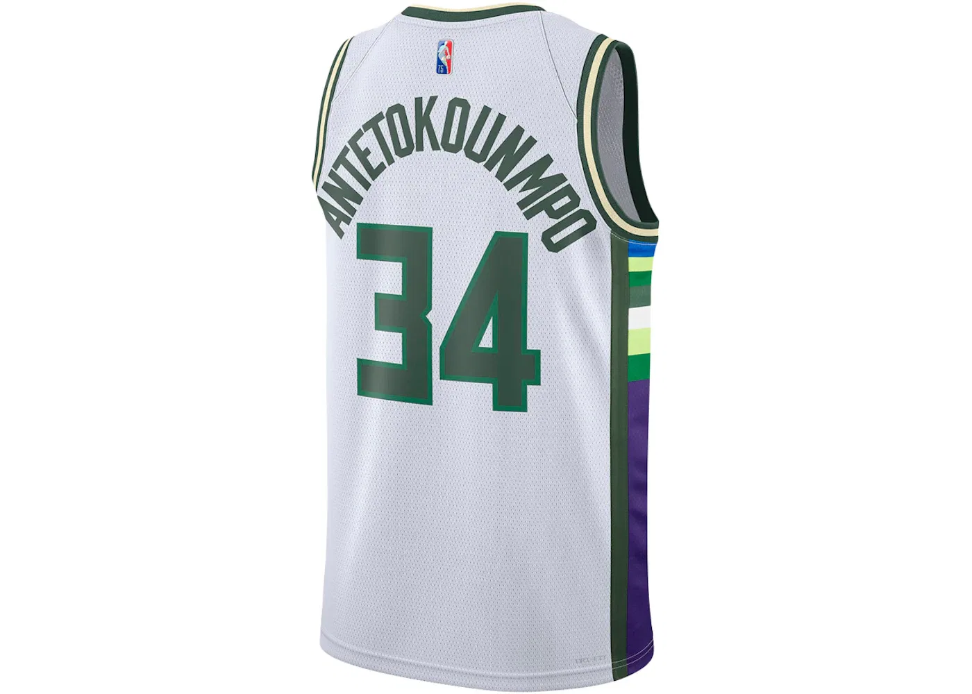 Мужская джерси Nike NBA Milwaukee Bucks City Edition Giannis Antetokounmpo 34 Dri-FIT Swingman Jersey, White — фото 2