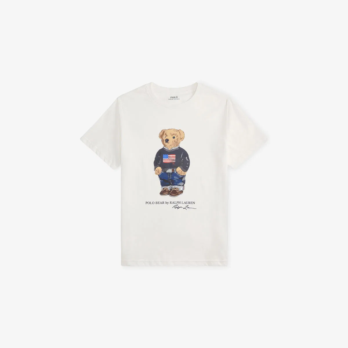 Хлопковая футболка-поло с изображением медведя для мальчиков Polo Ralph Lauren, белый
