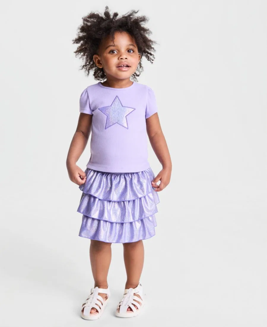 Комплект из футболки и юбки-шорт с блестками, модель Star Epic Threads, Icy Grape