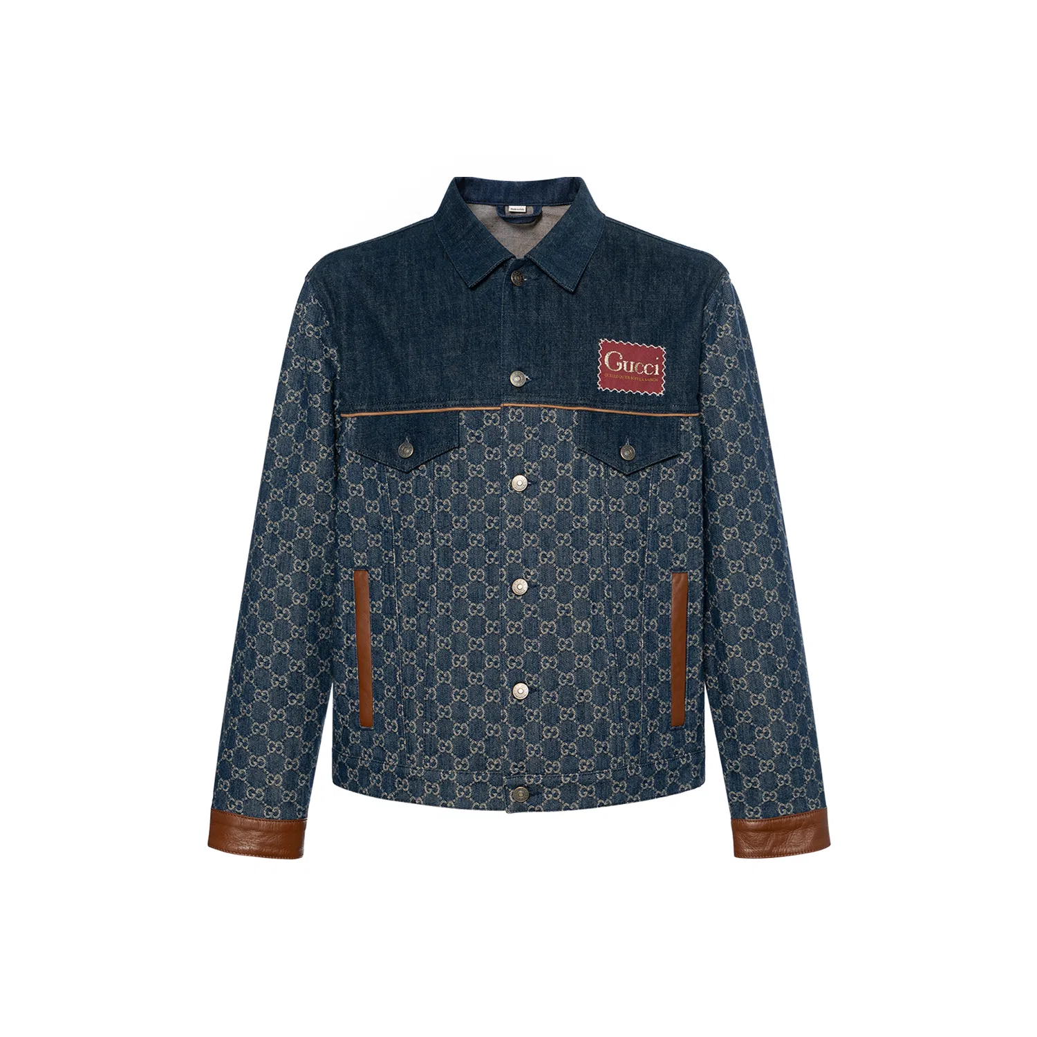 Мужская джинсовая куртка с монограммой Gg Monogram Eco Washed Organic Denim Jacket, GUCCI, Dark Blue