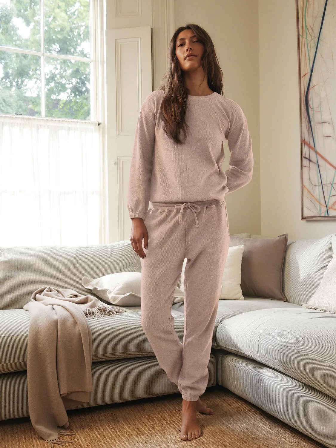 Пижама женская с вафельной текстурой, Neutral Cosy Waffle Next, нейтральный — фото 3