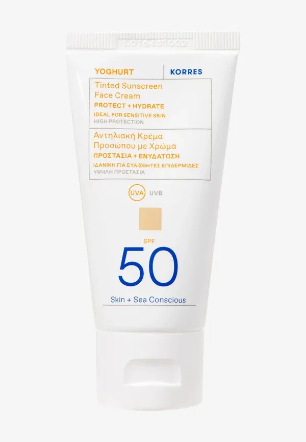 Солнцезащитный крем для лица с йогуртовым оттенком SPF 50 - крем для лица 50 мл Korres