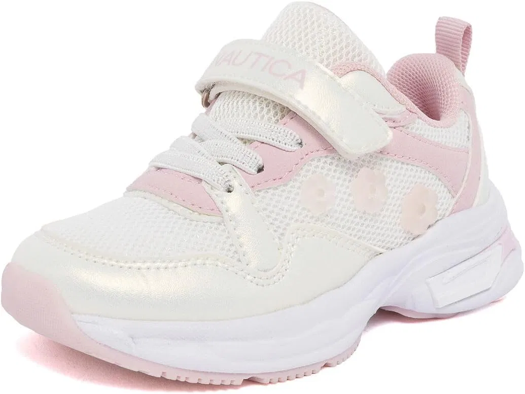 Детские кроссовки с регулируемым ремешком Nautica, White Pink Flower