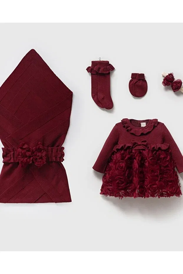 Детский для девочек комплект одежды хлопковый Rosalinda Mert Baby, Burgundy — фото 2