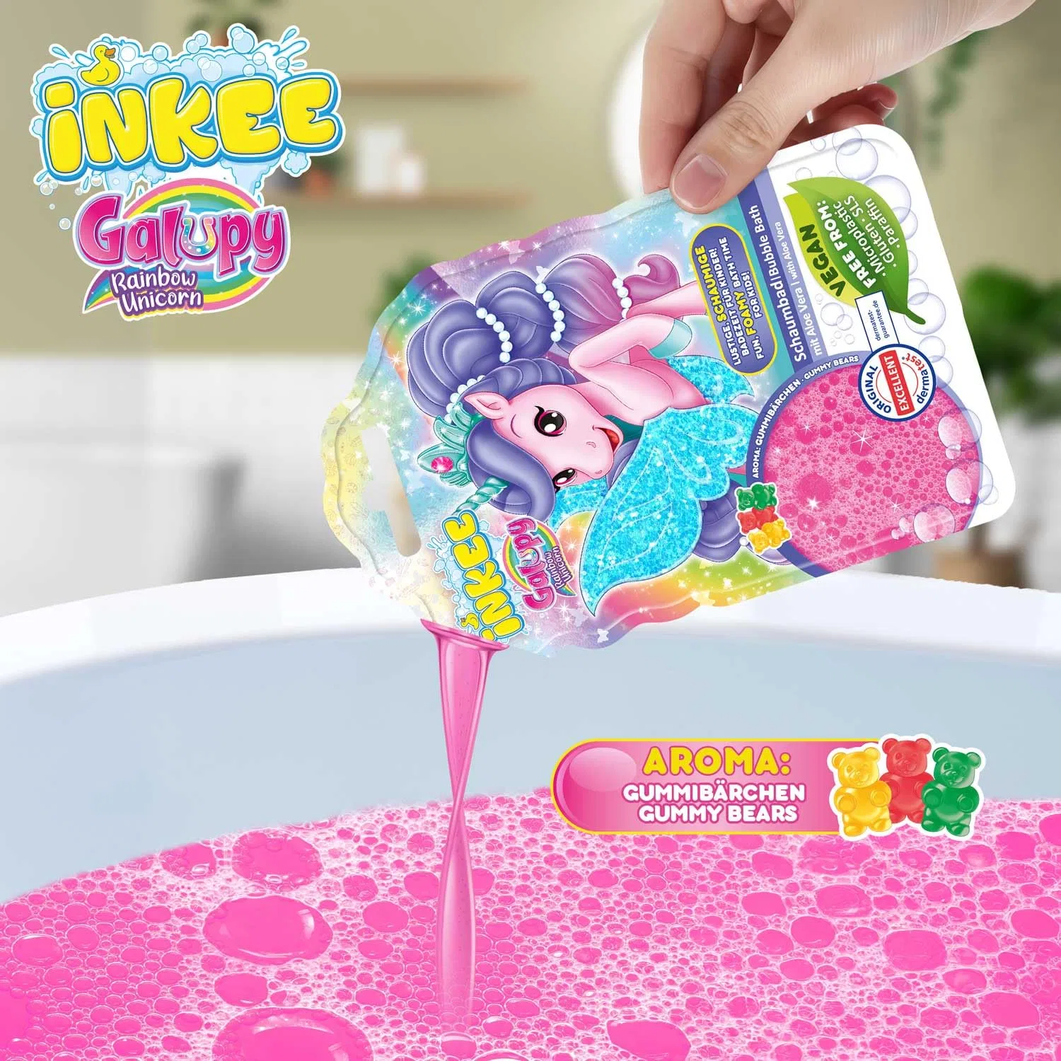 Пена для ванны INKEE, с алоэ вера и ароматом мармеладных мишек, 40 г, Pink — фото 2