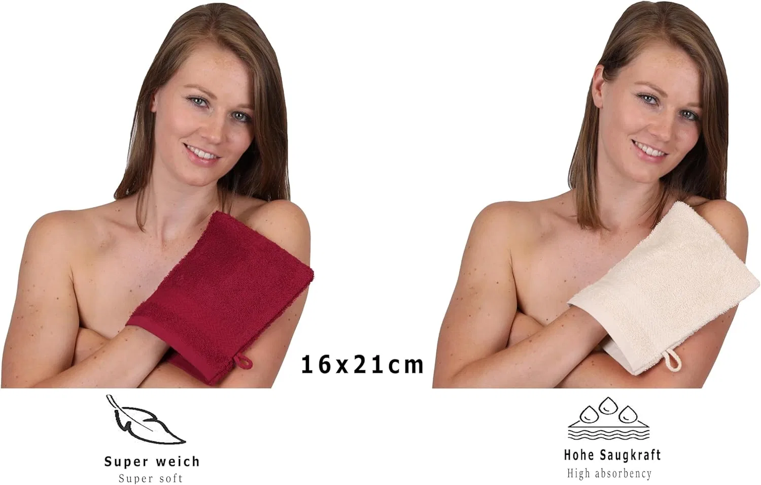 Набор мочалок для мытья 100% хлопок, Betz, 10 шт, 16x21 см, Ruby & Sand — фото 4