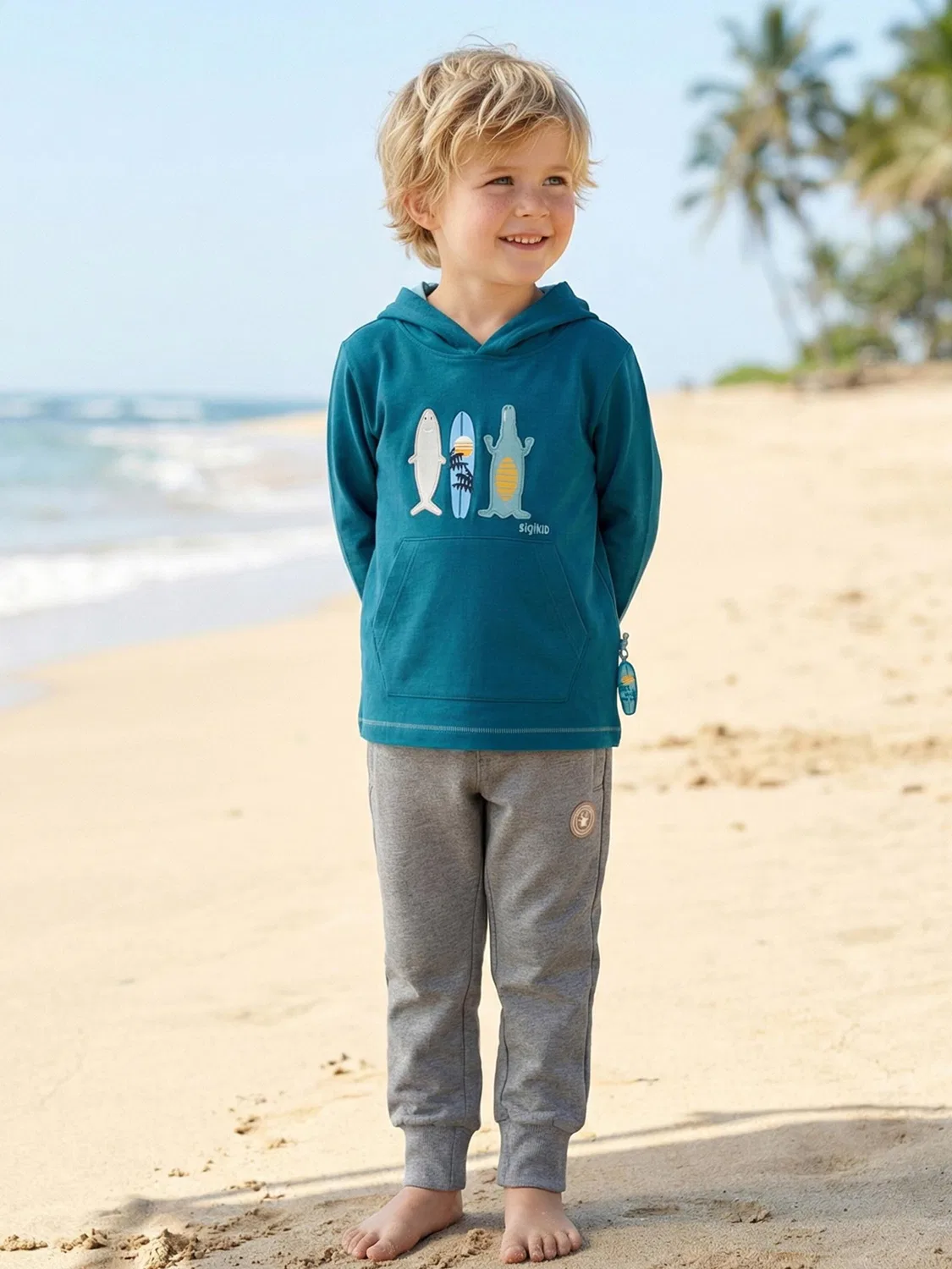 Рубашка Sigikid Langarmshirt Blue & Bright цвета Бетон — фото 3