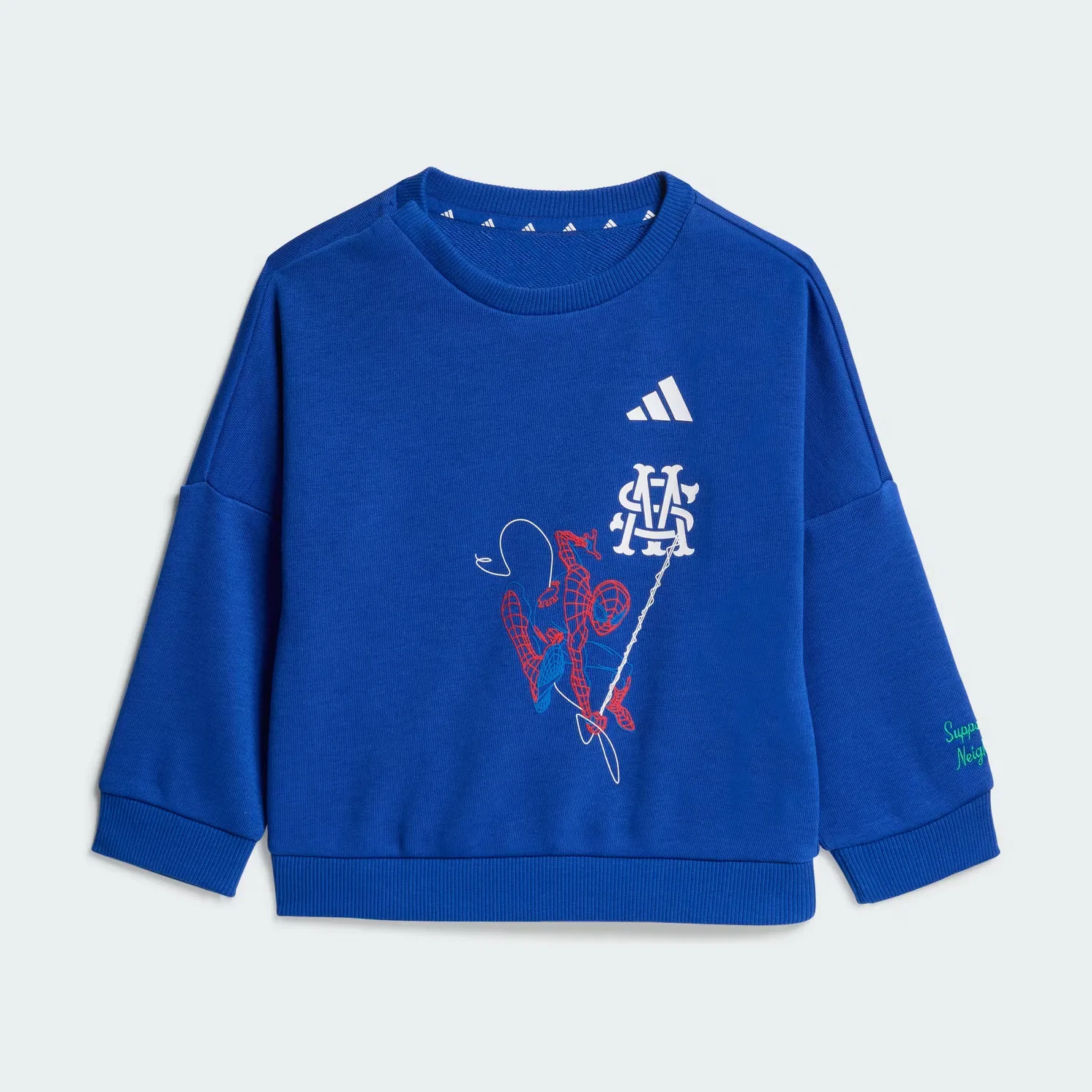 Детский спортивный костюм с принтом Marvel Spider-Man Adidas Sportswear, королевский синий/белый — фото 2
