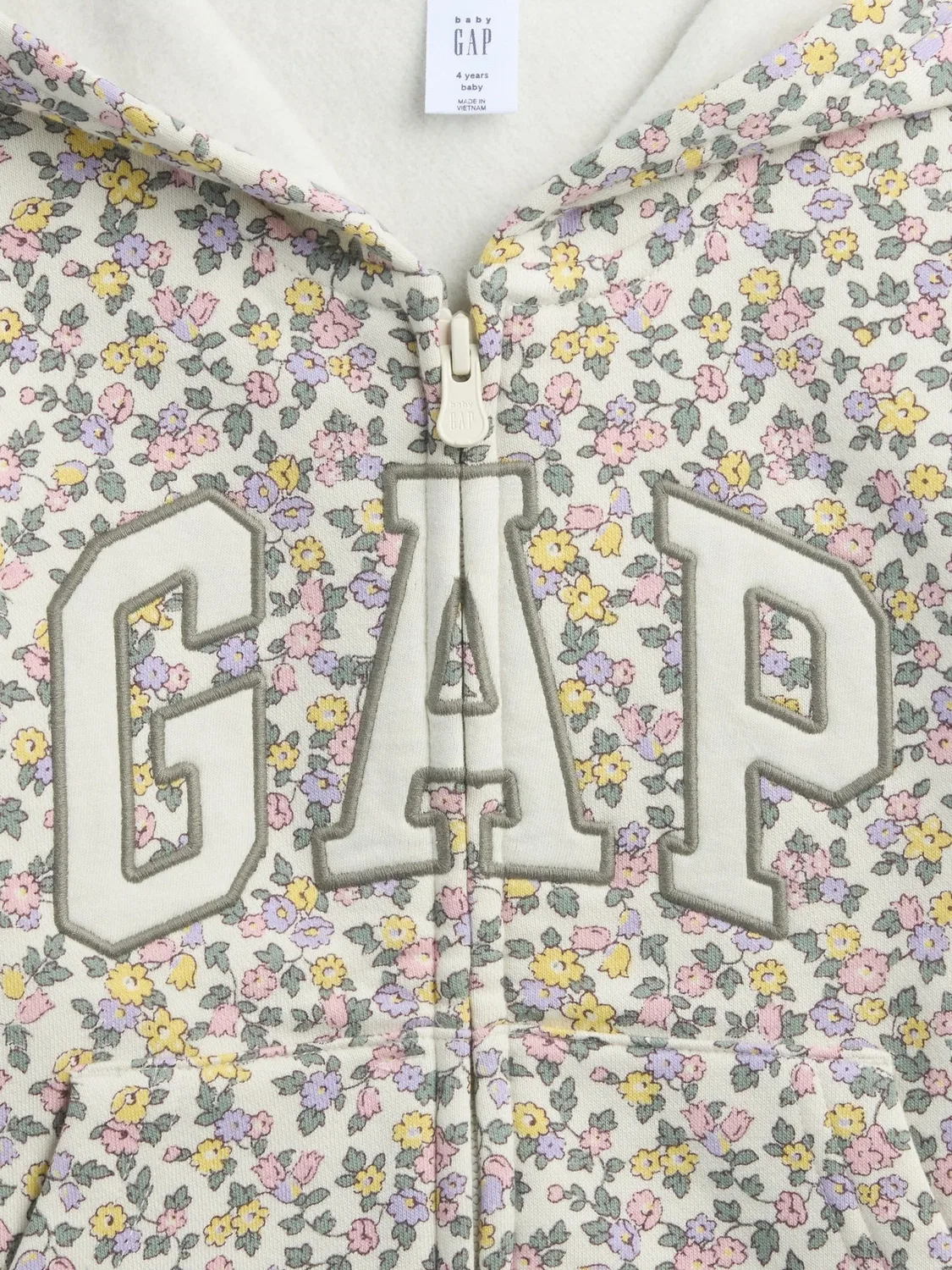 Худи на молнии Gap Floral Logo, цветочный принт — фото 3