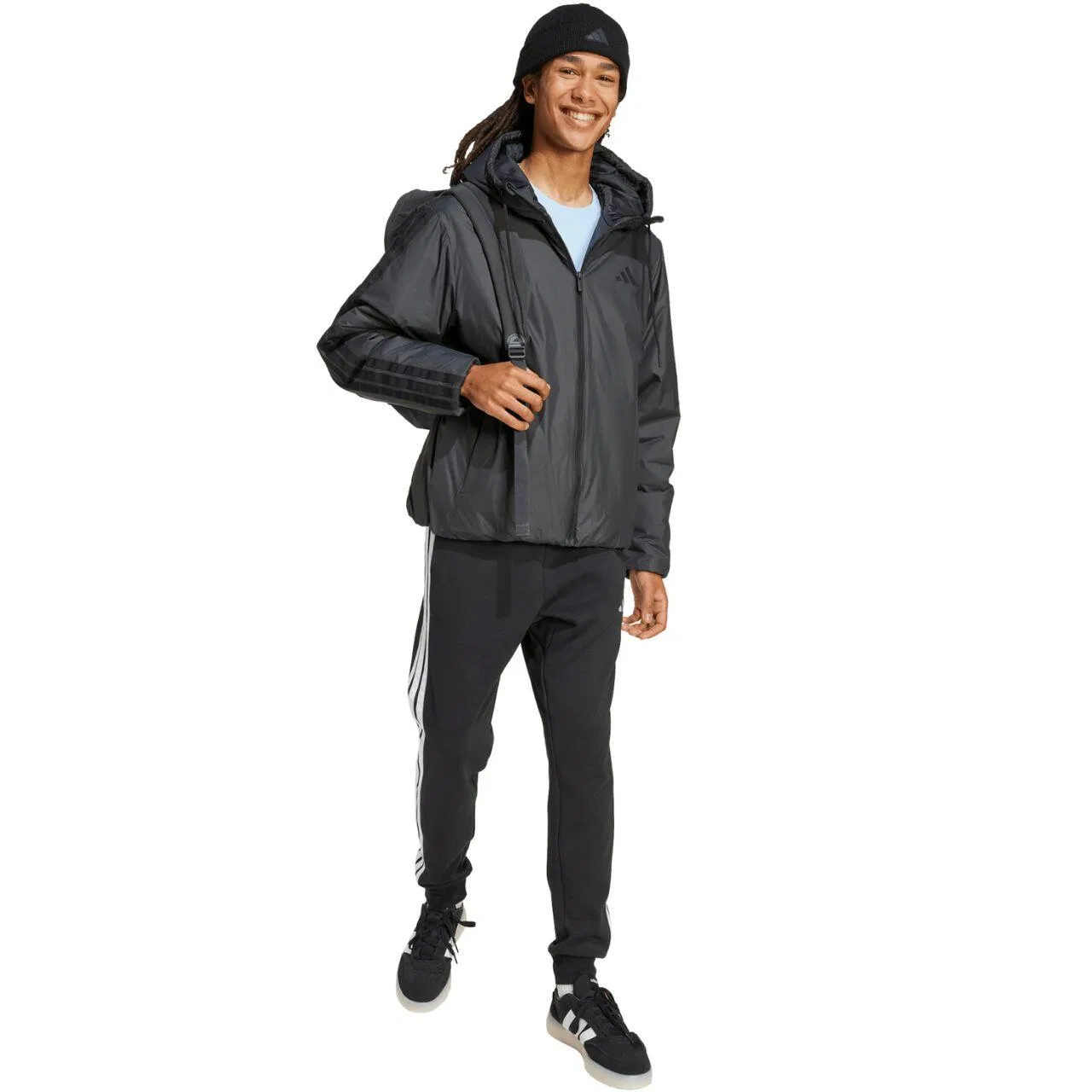 Мужская утепленная куртка adidas Essentials Climawarm 3 Stripes Insulated Hooded, Schwarz — фото 4