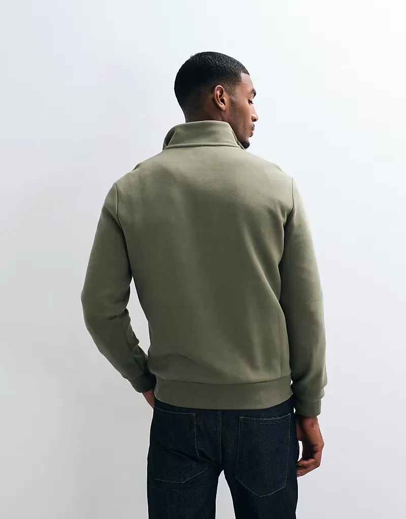 Толстовка Polo Ralph Lauren с логотипом Icon, двойной трикотажной тканью и застежкой-молнией на четверть длины, хаки — фото 4