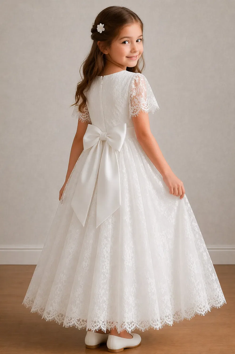 Детское платье для девочек с принтом Bella Ivory White Lilly + Bo, White