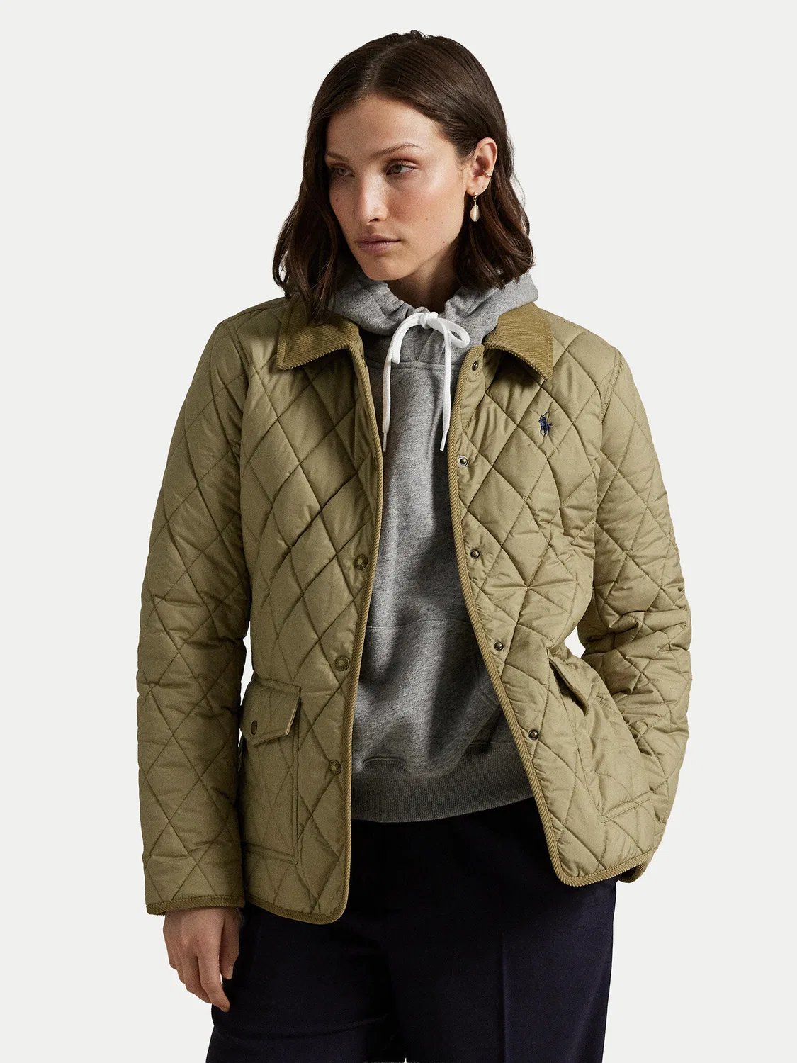 Женская демисезонная куртка прямого кроя Polo Ralph Lauren, хаки