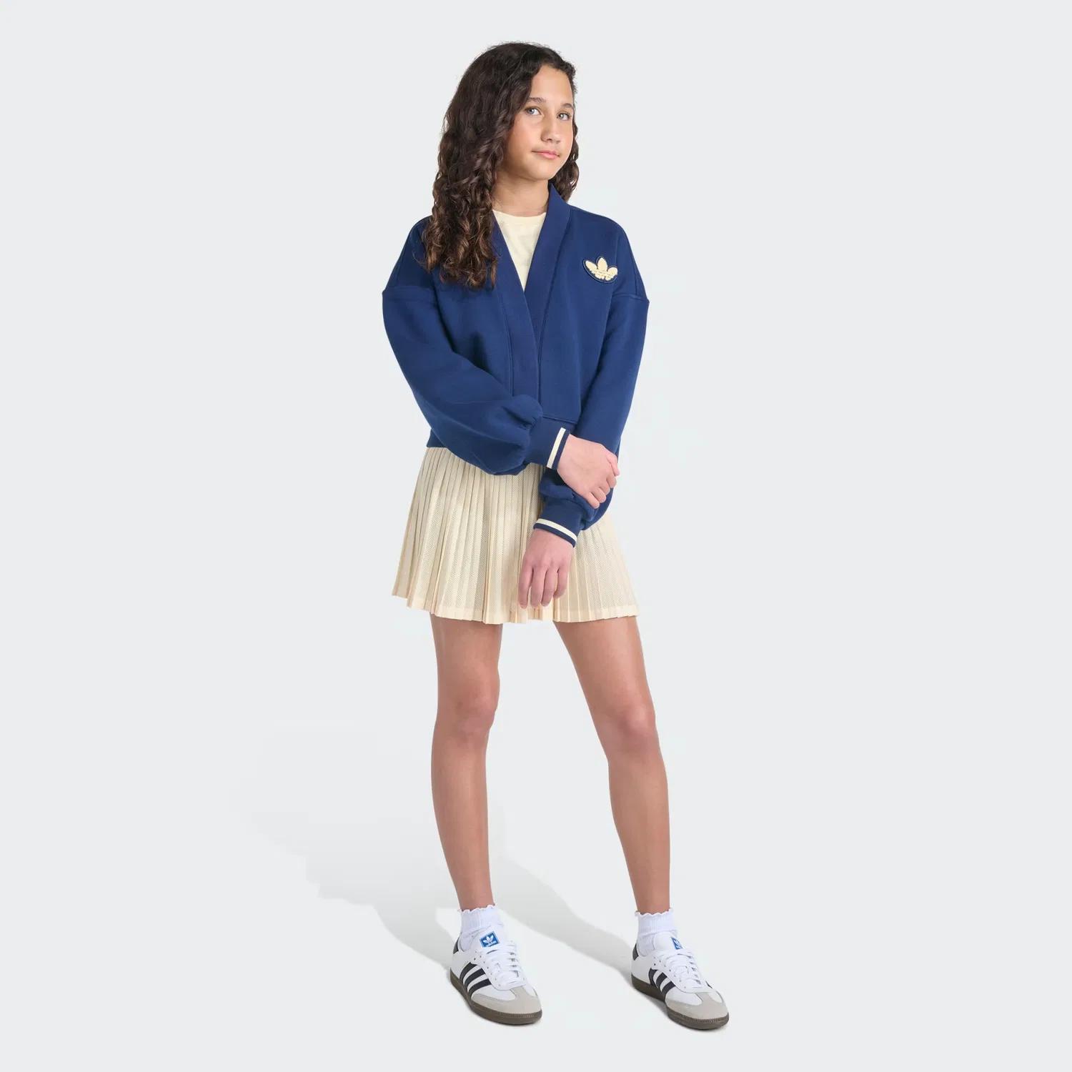 Детский трикотажный кардиган в стиле varsity Varsity Adidas Originals, темно-синий индиго — фото 3