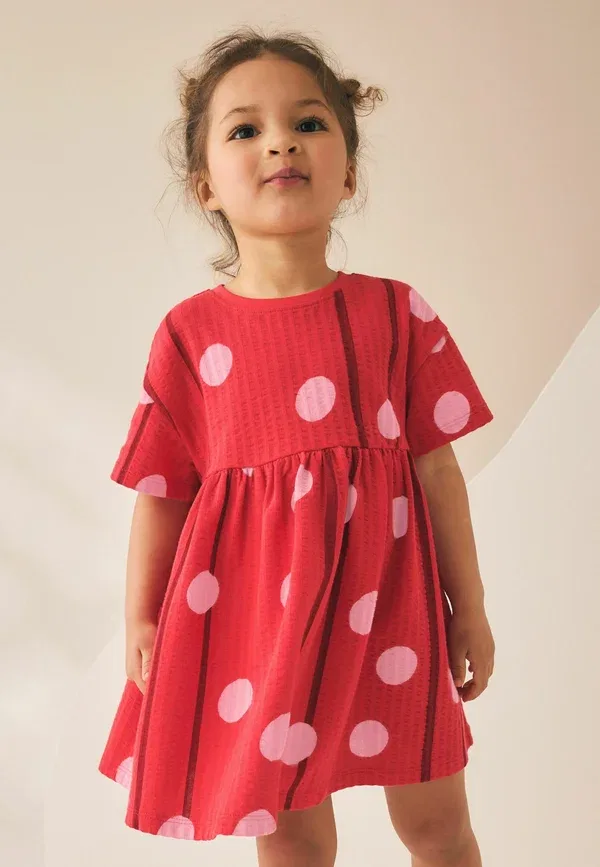 Платье с рисунком горошек Day Dress Next, red pink polka dot, красный/розовый