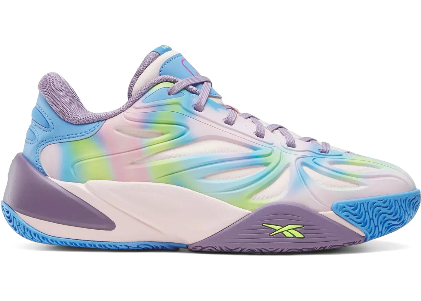 Детские кроссовки для девочек с контрастными деталями Reebok Angel Reese 1, Atomic Aqua/Dream Purple/Peri Blue
