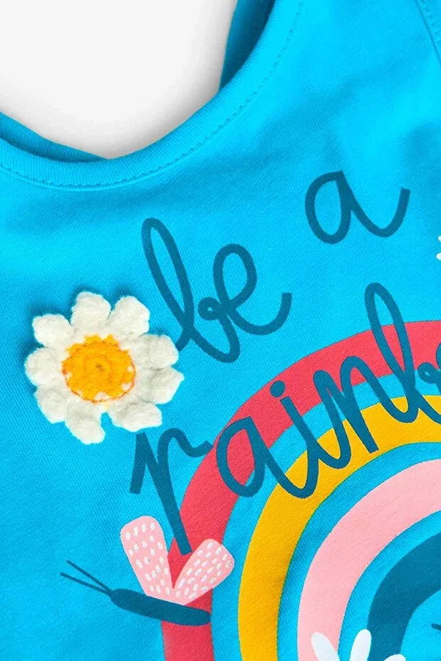 Детская футболка для девочек с принтом Rainbow Boboli, Turquoise — фото 3