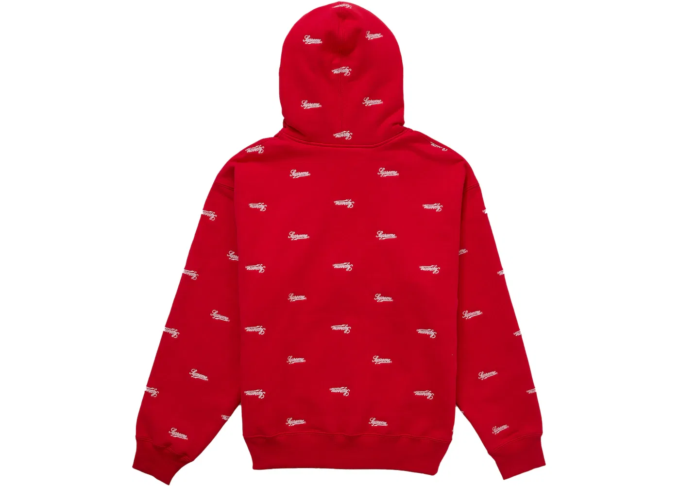 Мужская худи с принтом Supreme Repeat Script Zip Up Hooded Sweatshirt, Red — фото 2