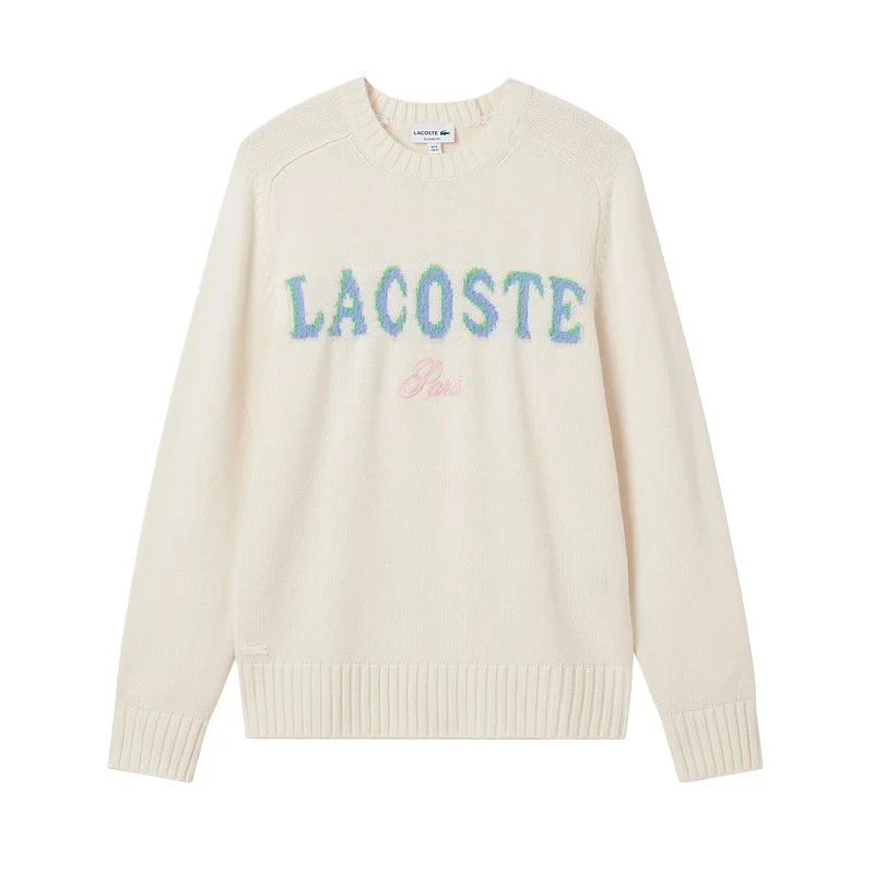 Свитер с логотипом интарсия LACOSTE, A9I/Ecru/Multicolor Letter — фото 2