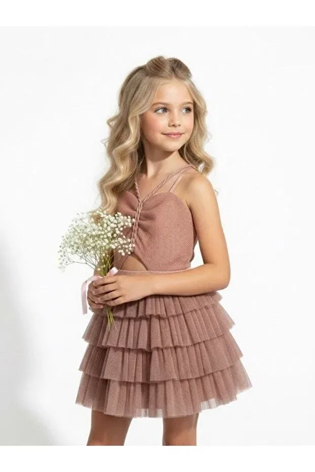 Детское вечернее платье для девочек с блестками Zekids, Rose Dry — фото 4
