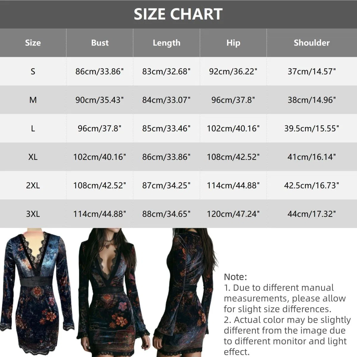 Женское платье-мини с цветочным принтом, Deep V Neck, Bodycon, Navy Blue — фото 4