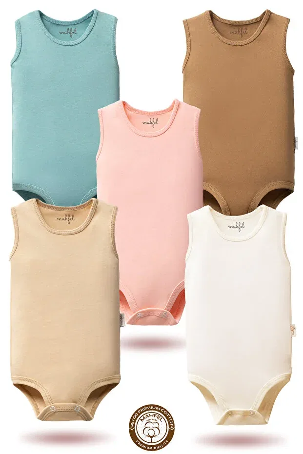Детское боди без рукавов 5-pack Mahfel, Light Blue — фото 3