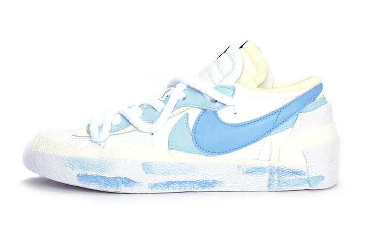 

Кроссовки Sacai X Nike Blazer Skateboard Shoes Women's Low-Top White Blue/Yellow
