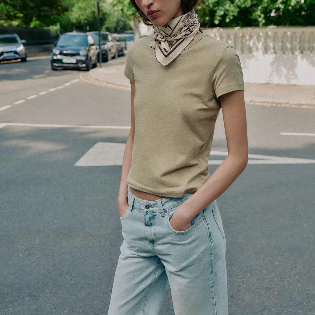 Женская футболка с круглым вырезом Mink ZARA, Mink — фото 4